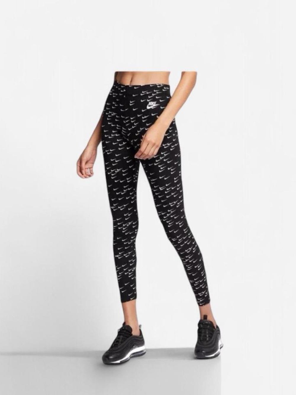 Nike Black All-Over Swoosh High-Waist Leggings